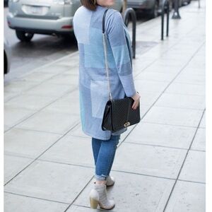 J Jill blue color block open cardigan sweater XS